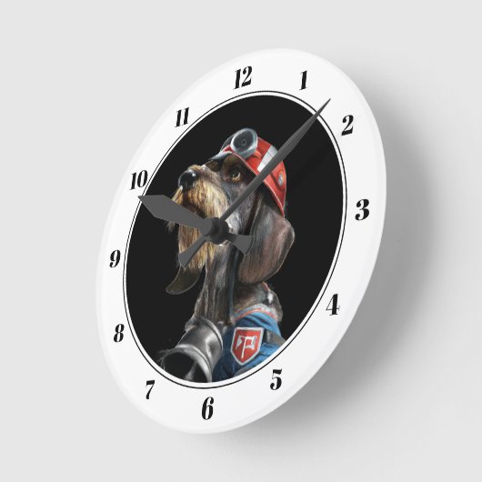Feuerwehrhaar Dackel Hund Runde C Runde Wanduhr (Winkel)