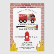 Feuerwehrhacker Flammen Ax Hydrant Geburtstag