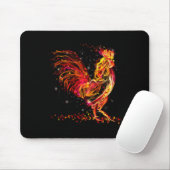 Feuerwehrhahn. Cooles Design von flammenden Tieren Mousepad (Mit Mouse)