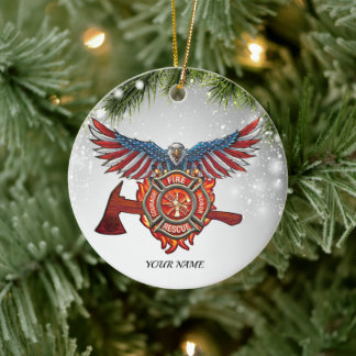 Feuerwehrhammer - Rote Linie Feuerwehr Keramik Ornament