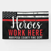 Feuerwehrhelden arbeiten hier Red Line America Fla Banner (Horizontal)