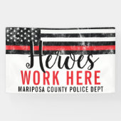 Feuerwehrhelden arbeiten hier Red Line America Fla Banner (Horizontal)