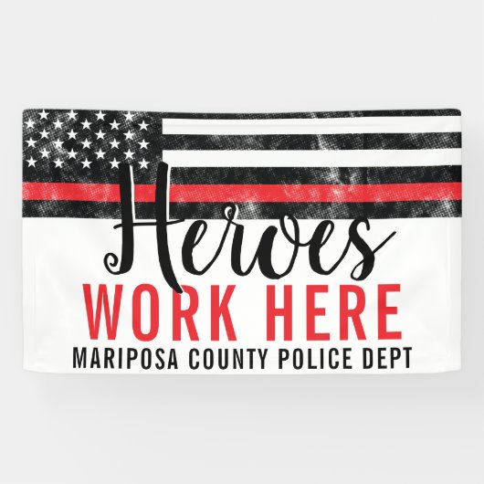 Feuerwehrhelden arbeiten hier Red Line America Fla Banner (Horizontal)