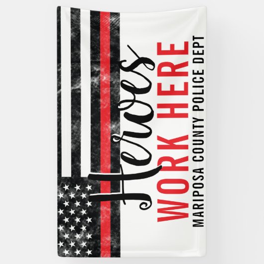 Feuerwehrhelden arbeiten hier Red Line America Fla Banner (Vertikal)