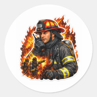 Feuerwehrhelden-Aufkleber – Tapferer Feuerwehrmann Runder Aufkleber