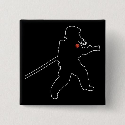 Feuerwehrhelden Silhouette zur Rettung des Feuers Button (Vorderseite)