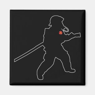 Feuerwehrhelden Silhouette zur Rettung des Feuers Magnet