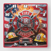 Feuerwehrheldenpatriotismus Quadratische Wanduhr (Vorderseite)