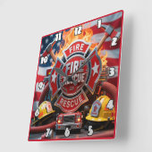 Feuerwehrheldenpatriotismus Quadratische Wanduhr (Winkel)