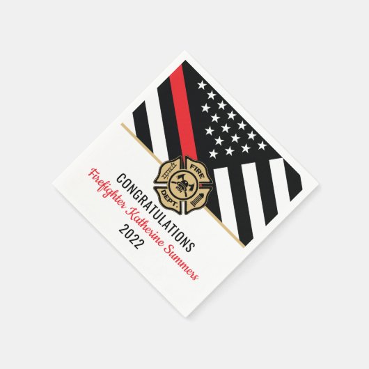 Feuerwehrhelfer Abschluss Thin Red Line Feuerwehr  Serviette (Ecke)