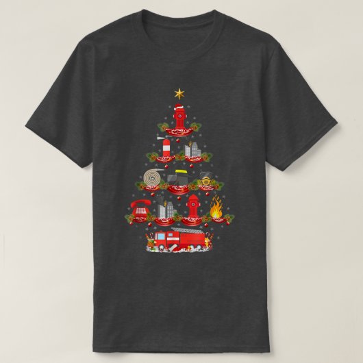 Feuerwehrhelfer Leuchtender Weihnachtsbaum des Feu T-Shirt (Design vorne)
