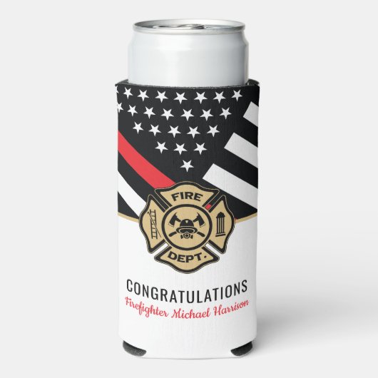 Feuerwehrhelm Abschluss Feuerwehr-Akademie Thin Re Selters Dosenkühler (Seltzer Rückseite)