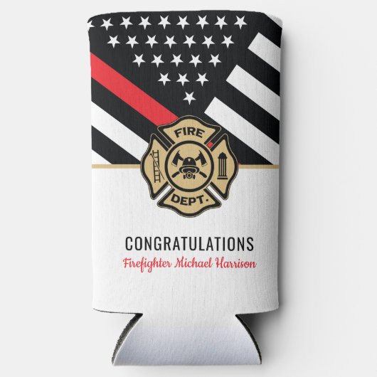 Feuerwehrhelm Abschluss Feuerwehr-Akademie Thin Re Selters Dosenkühler (Vorderseite)