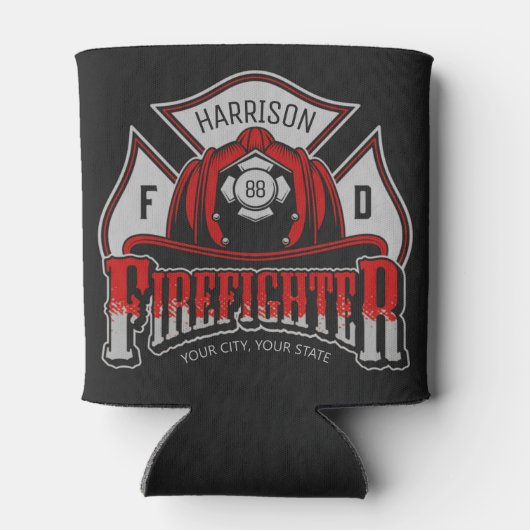 Feuerwehrhelm ADD NAME Fire Department Rescue Dosenkühler (Rückseite)