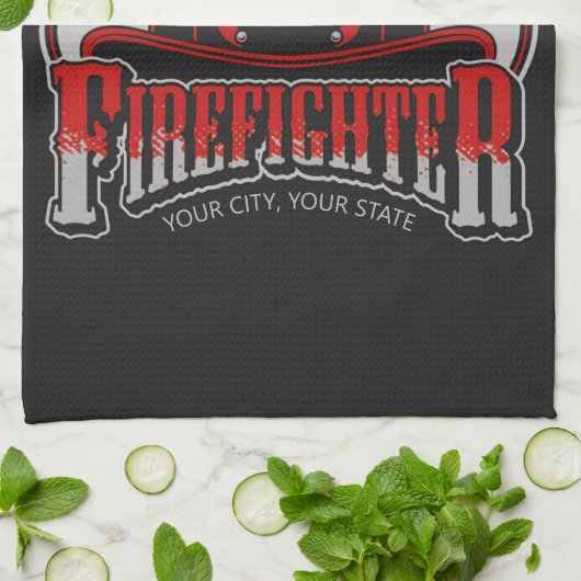 Feuerwehrhelm ADD NAME Fire Department Rescue Geschirrtuch (Gefaltet)