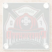 Feuerwehrhelm ADD NAME Fire Department Rescue Glasuntersetzer (Rückseite)