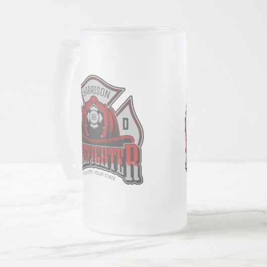 Feuerwehrhelm ADD NAME Fire Department Rescue Mattglas Bierglas (Vorderseite Links)