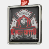 Feuerwehrhelm ADD NAME Fire Department Rescue Ornament Aus Metall (Links)