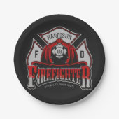 Feuerwehrhelm ADD NAME Fire Department Rescue Pappteller (Vorderseite)