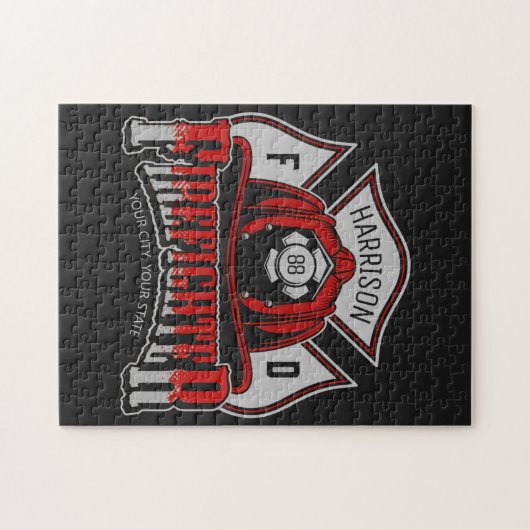 Feuerwehrhelm ADD NAME Fire Department Rescue Puzzle (Horizontal)