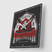 Feuerwehrhelm ADD NAME Fire Department Rescue Quadratische Wanduhr (Winkel)