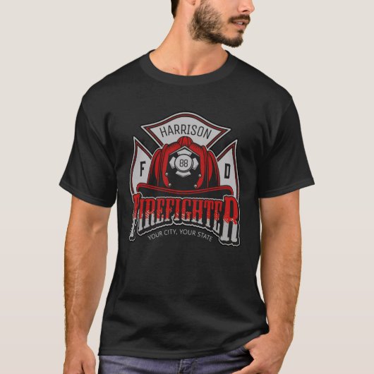 Feuerwehrhelm ADD NAME Fire Department Rescue T-Shirt (Vorderseite)
