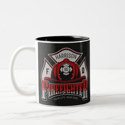 Feuerwehrhelm ADD NAME Fire Department Rescue Zweifarbige Tasse (Links)