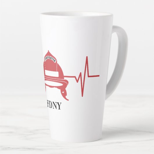 Feuerwehrhelm Heartbeat Personalisiert Milchtasse (Rechte Ecke)
