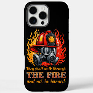 Feuerwehrhelm inmitten von Flammen iPhone 16 Pro Max Hülle