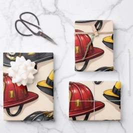 Feuerwehrhelm-Muster Feuerwehr Folierung Geschenkpapier Set