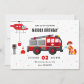 Feuerwehrhubschrauber Geburtstagseinladung Einladung (Vorderseite)