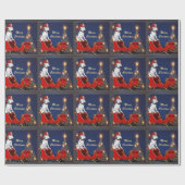 Feuerwehrhund auf Weihnachtsbaum mit Schlitten Geschenkpapier (Flach)