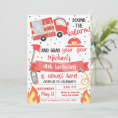 Feuerwehrjunge Geburtstagseinladung, Feuerwehrmann Einladung (Stehend Vorderseite)