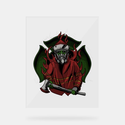 Feuerwehrkampfflugzeug Halloween-Kostüm Acrylschild (Vorderseite)