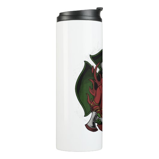 Feuerwehrkampfflugzeug Halloween-Kostüm Thermosbecher (Nach links gedreht)