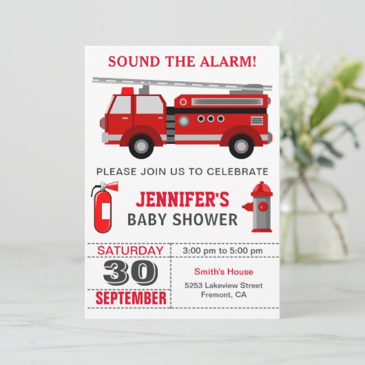 Feuerwehrkampfflugzeug-Kinderdusche Einladung (Stehend Vorderseite)