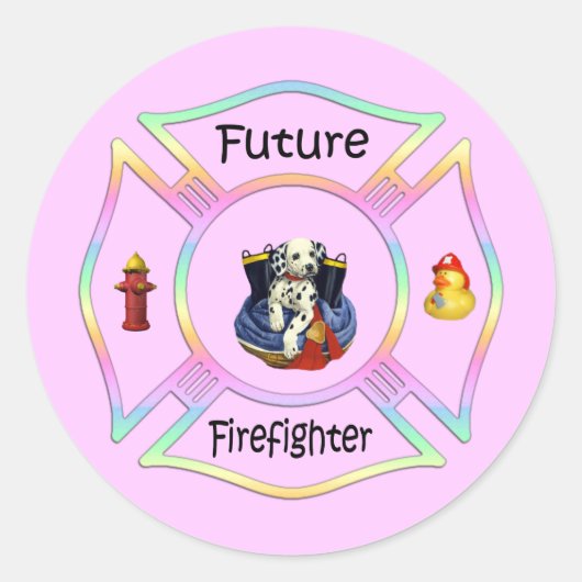 Feuerwehrkinder Runder Aufkleber (Vorderseite)