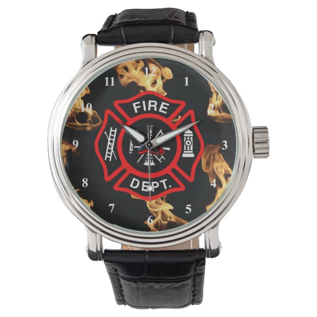 Feuerwehrkreuz Maltas | Abzeichen der Feuerlöschan Armbanduhr (Vorderseite)
