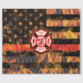 Feuerwehrkreuz und Flammen Geschenkpapier (Flach)