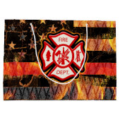 Feuerwehrkreuz und Flammen Große Geschenktüte (Rückseite)
