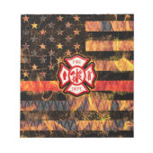 Feuerwehrkreuz und Flammen Notizblock (Vorderseite)