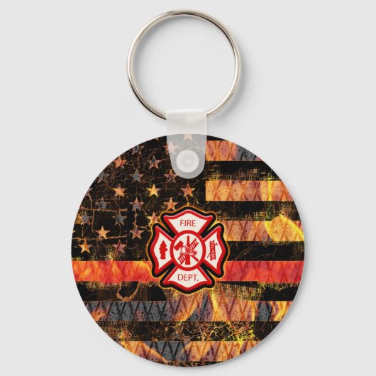 Feuerwehrkreuz und Flammen Schlüsselanhänger (Vorderseite)