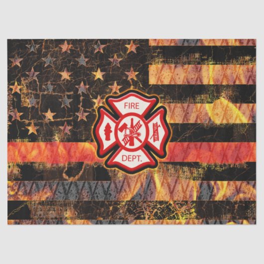 Feuerwehrkreuz und Flammen Seidenpapier (Vorderseite)