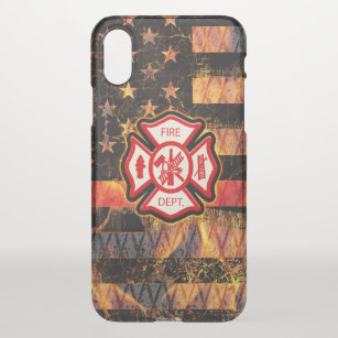 Feuerwehrkreuz und Flammen iPhone X Hülle