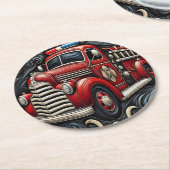 Feuerwehrkunst auf Leder Runder Pappuntersetzer (Angewinkelt)