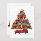 Feuerwehrleuchten Feuerwehrauto Weihnachten Begleitkarte (Vorne/Hinten)