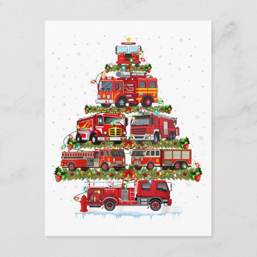 Feuerwehrleuchten Feuerwehrauto Weihnachten Begleitkarte (Rückseite)