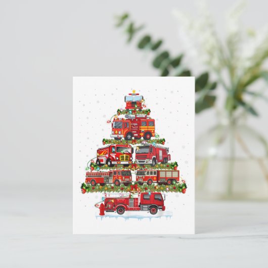 Feuerwehrleuchten Feuerwehrauto Weihnachten Begleitkarte (Stehend Vorderseite)