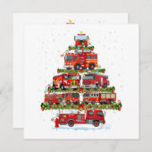 Feuerwehrleuchten Feuerwehrauto Weihnachten Dankeskarte (Vorne/Hinten)