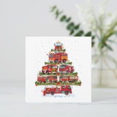 Feuerwehrleuchten Feuerwehrauto Weihnachten Dankeskarte (Stehend Vorderseite)